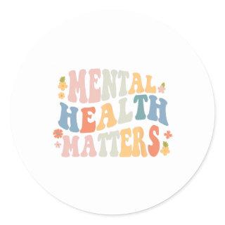Health Problems Be Kind Groovy Retro Mental Awaren Classic Round Sticker