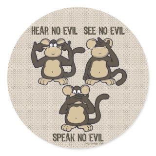 Hear No Evil Monkeys - New Classic Round Sticker