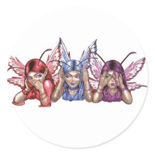 Hear, Speak, See No Evil Classic Round Sticker