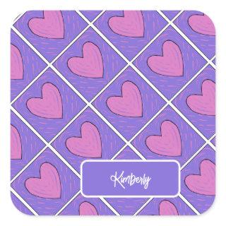 Heart Applique Quilt Pattern  Square Sticker