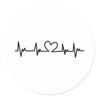 Heart Beat Classic Round Sticker