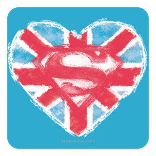 Heart British S-Shield Square Sticker