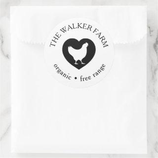 Heart Chicken Farm Fresh Eggs  Classic Round Sticker