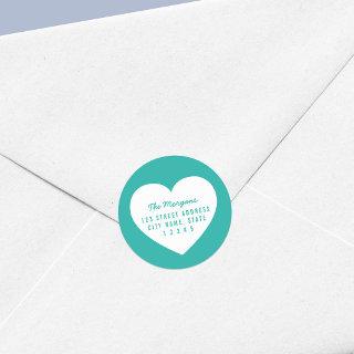Heart Editable Background Color Family Address Classic Round Sticker