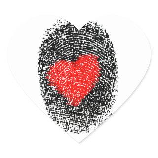 Heart Fingerprint Love Sticker Heart Shaped