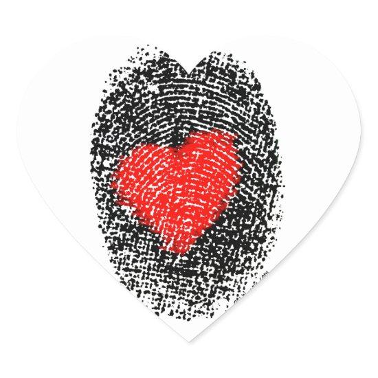 Heart Fingerprint Love Sticker Heart Shaped