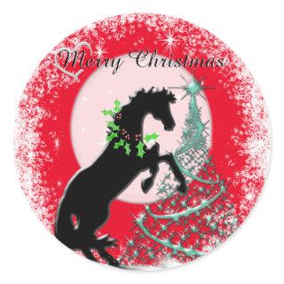 Heart Horses V (green tree) Classic Round Sticker