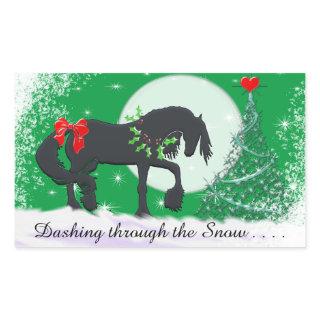 Heart Horses VI Holiday (Holiday Tree) Rectangular Sticker