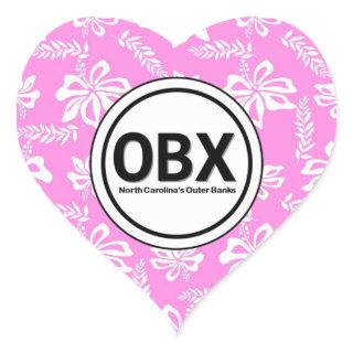 Heart OBX Outer Banks NC Beach Tag Pink Stickers