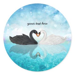Heart of swans classic round sticker