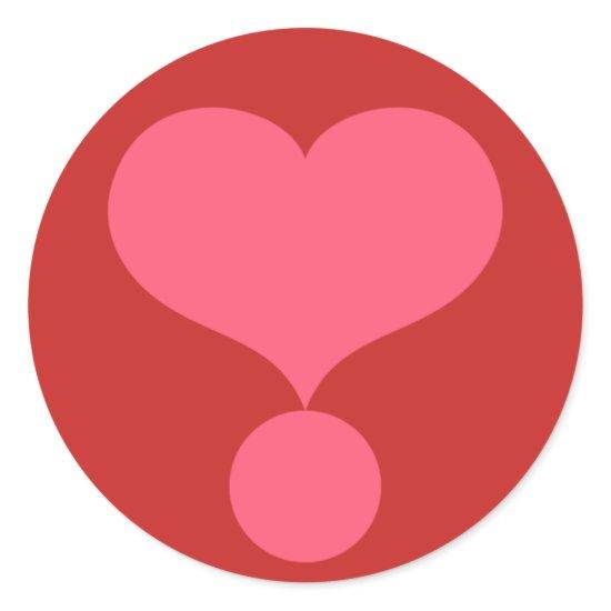 Heart Shaped Exclamation Point Classic Round Sticker