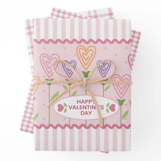 Heart Shaped Flowers and Stripes  Sheets