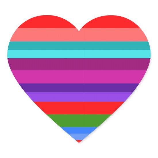 Heart Stickers, Colorful Stripes, Carlson Str LR Heart Sticker