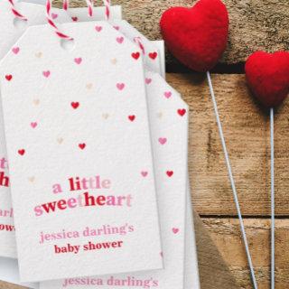 Heart Valentine Theme Baby Girl Shower Red Pink Gift Tags