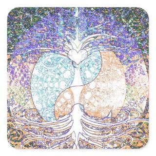 Heart, yin yang, tree of life by Amelia Carrie Square Sticker