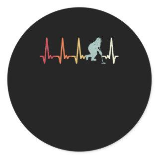 Heartbeat Hockey Retro Pulse Hockey Player Classic Round Sticker