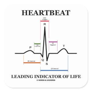 Heartbeat Leading Indicator Of Life (ECG/EKG) Square Sticker