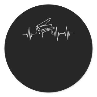 Heartbeat Pulse Piano Grand Piano Pianist Classic Round Sticker