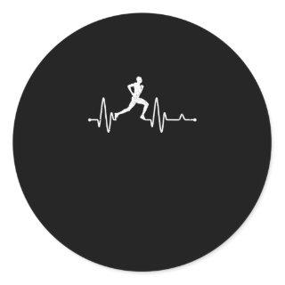 Heartbeat running pulse runner funny track and fie classic round sticker