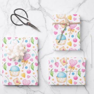 Hearts and Muffins Delightful Watercolor Pattern  Sheets