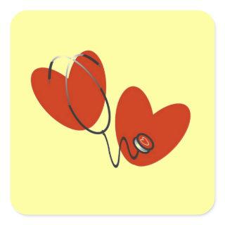 Hearts and Stethoscope T-shirts and Gifts Square Sticker