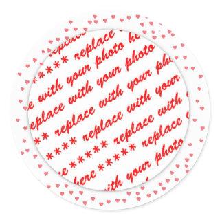 Hearts Around Your Photo Template Classic Round Sticker