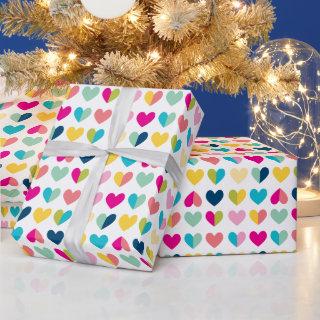 HEARTS geometric pattern colorful modern rainbow