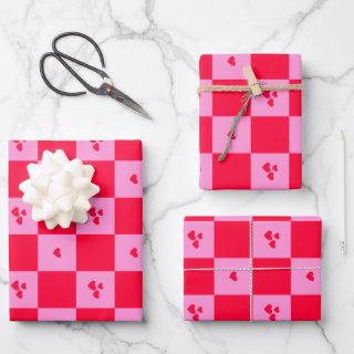 Hearts Grid pink and red  Sheets
