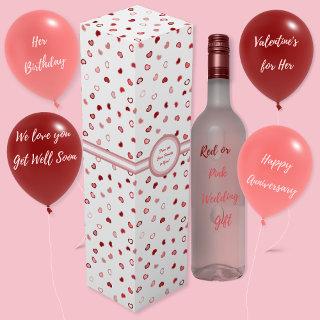 Hearts - Pink Red Ombre on White - wine box