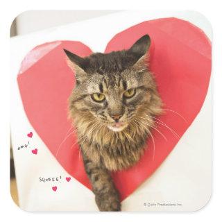 Heartthrob Cat Square Sticker