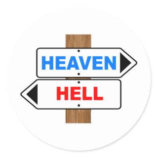 Heaven And Hell Direction Sign Classic Round Sticker