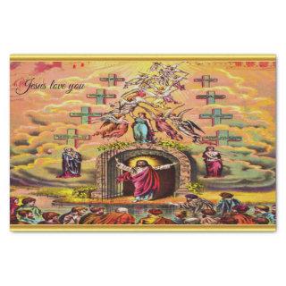 Heaven's Gate with a gold foil texture and Jesus Tissue Paper