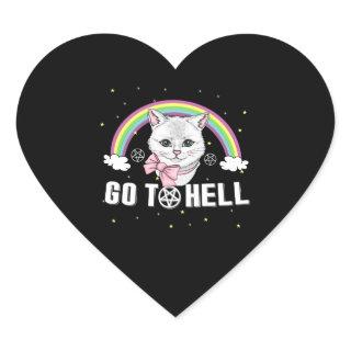Heavy Metal Metalhead Cats Go To Hell Heart Sticker