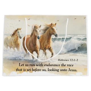 Hebrews 12 1-2 Run with Endurance Horse Bible Large Gift Bag