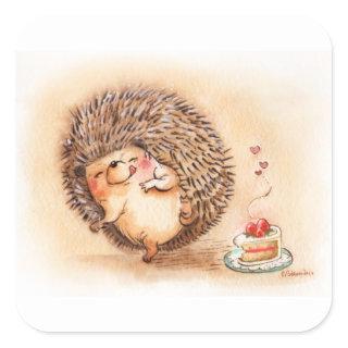 Hedgehog YUM! Square Sticker