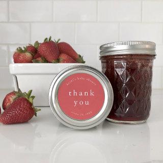 HEIDI Red Boho Unique Simple Baby Shower Thank You Classic Round Sticker