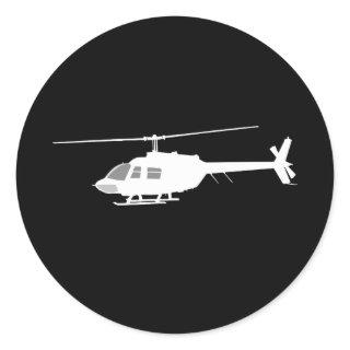 Helicopter Chopper Silhouette Flying Black Classic Round Sticker