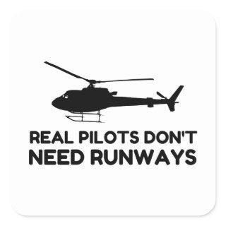 Helicopter PILOT RUNWAYS Square Sticker