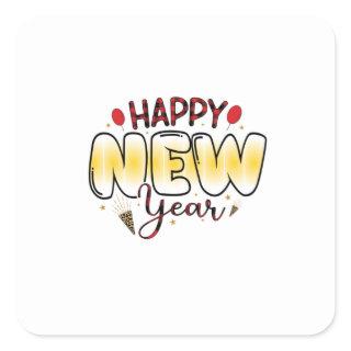 Hello 2022 Happy New Year Square Sticker