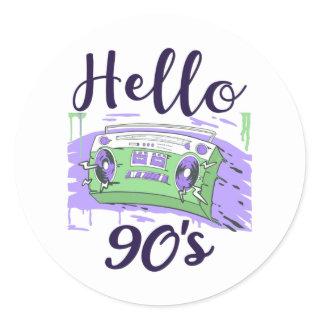 Hello 90s radio cassette recorder classic round sticker