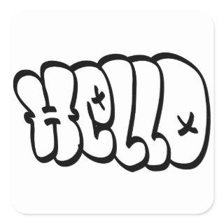 HELLO BUBBLE GRAFFITI SQUARE STICKER