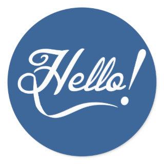 Hello Classic Blue Classic Round Sticker