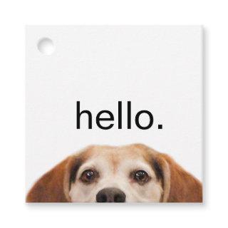Hello Cute Funny Beagle Dog Modern Trendy Square   Favor Tags