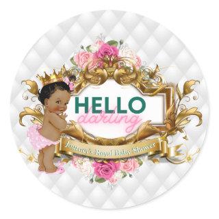 Hello Darling Royal African Princess Pink & Green Classic Round Sticker