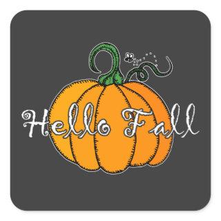 Hello Fall  Fall Pumpkin Hellow Pumpkin Square Sticker