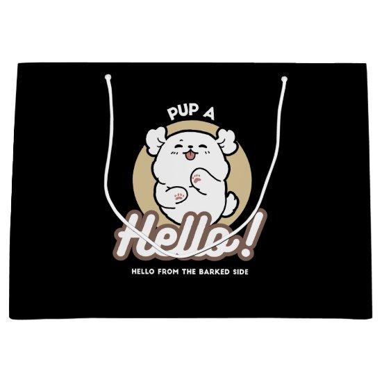 Hello from the Barked Side – Cute Dog Design Large Gift Bag
