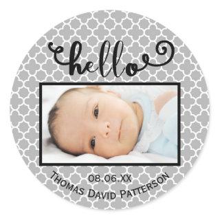hello gray pattern/photo - Circle Sticker