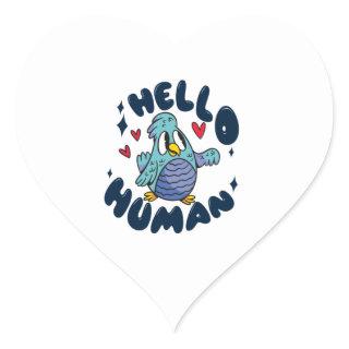 Hello human cute bird heart sticker