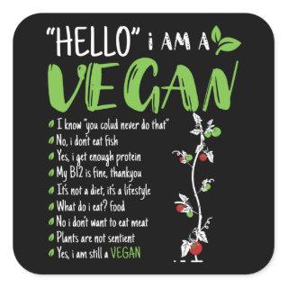 Hello I Am Vegan Square Sticker
