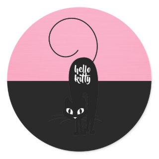 Hello Kitty, Two Tone Pink and Black Classic Round Sticker